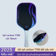 Vợt Pickleball dây Titan - Kevlar ép nóng T700 kết cấu mờ dày