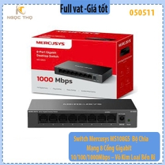 Switch Mercusys MS108GS – Bộ Chia Mạng 8 Cổng Gigabit 10/100/1000Mbps – Vỏ Kim Loại Bền Bỉ – Hàng Chính Hãng