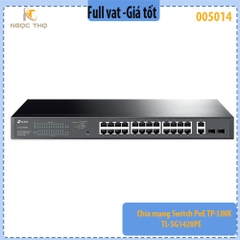 Chia mạng Switch PoE TP-LINK TL-SG1428PE – 28 cổng Gigabit (24 PoE+ 802.3af/at), PoE Budget 250W, 2× SFP –  Chính hãng