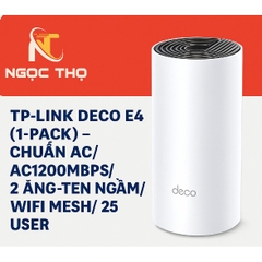 Bộ Phát Wi-Fi Mesh TP-Link Deco E4 (1-Pack) – Chuẩn AC1200Mbps – 2 Ăng-ten Ngầm – Hỗ Trợ 25 Thiết Bị – Chính Hãng