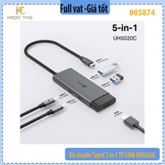 Bộ chuyển Type-C 5-in-1 TP-LINK UH5020C – HDMI 4K@60Hz | PD 100W | 2×USB-A 3.0 | USB-C 3.0 – Hàng chính hãng – Full VAT