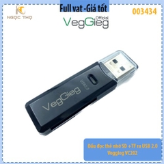 Đầu đọc thẻ SD + TF ra USB 2.0 Veggieg VC202 – Hàng chính hãng – Full VAT