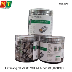 Hạt mạng RJ45 Cat5/Cat5e VEGGIEG V‑E007 – chân đồng mạ bảo vệ, vỏ bọc kim loại – Hộp 100 cái – Chính hãng – Full VAT