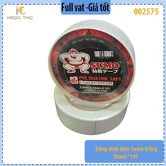 Băng dính điện Sumo trắng 18mm x 10Y – Chống cháy lan cấp A – Hàng chính hiệu – Full VAT