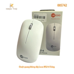 Chuột quang không dây Lecco WS214 Trắng – Nhỏ gọn, tiện dụng, thời trang, full VAT