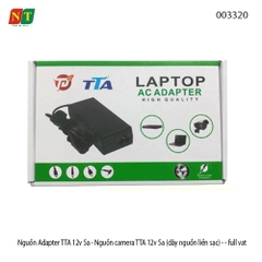 Nguồn Adapter TTA 12V–5A – Bộ nguồn camera 12V 5A – Dây nguồn liền sạc – Chân DC 5.5×2.5mm (dùng được 5.5×2.1mm)