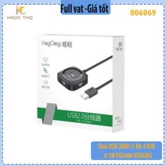 Bộ Chia USB 2.0 HUB Veggieg VU2406 – 4 Cổng, Dây Dài 1m – Kết Nối Laptop, PC – Hàng Chính Hãng – Full VAT