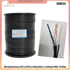 Dây mạng Taesung Cat3 4 sợi lõi Cu có băng nhôm, cường lực (1 cuộn = 500m) - chính hãng - full vat - giá tính theo m