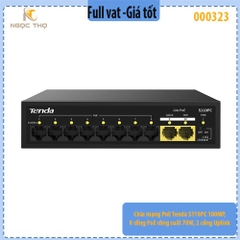 Chia mạng PoE Tenda S110PC – 8 cổng PoE+ | 2 uplink | 100Mbps | PoE 70W – Switch PoE – Chính hãng – Full VAT