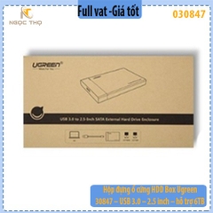 Hộp đựng ổ cứng UGREEN 30847 – USB 3.0 – 2.5" SATA, hỗ trợ 6TB, UASP – Chính hãng – Full VAT
