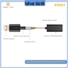 Cáp USB Nối Dài 10m Có Chip Khuếch Đại UGREEN 10321 – Chính hãng