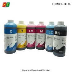 Bộ mực in full inteck 1L dùng cho máy in Epson – 6 màu Y / BK / M / C / LM / LC – Chính hiệu inteck – Full VAT