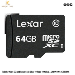 Thẻ nhớ MicroSD Lexar 64GB Class 10 – 100MB/s (LMS0C10064G-BNNNG) – Hàng chính hãng – Full VAT