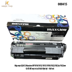 Hộp Mực Maxsion 12A – Model 12A / 303 / FX9  – Dùng Cho HP 1010 / 1012 Có Lỗ Đổ Mực & Xả Thải – Chính Hiệu – Full VAT
