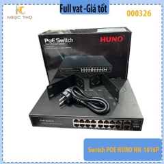 Chia mạng PoE HUNO HN-1016P – 16 Cổng PoE – Switch PoE cho Camera & AP – Hàng chính hãng – Full VAT