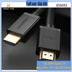 Dây HDMI Ugreen 2.0 Đồng 100%, 19+1 Dài 1M (10106) – Chính Hãng, Hỗ Trợ 4K, Chất Lượng Đỉnh Cao