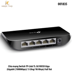 Switch TP-Link SG1005D – Bộ Chia Mạng 5 Cổng Gigabit 10/100/1000Mbps – Vỏ Nhựa – Plug & Play – Chính Hãng – BH 24 Tháng