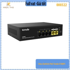 Chia (Switch) PoE Tenda S106PC – 6 cổng 10/100Mbps (4 PoE + 2 Uplink) – PoE 55W – Hàng chính hãng – Full VAT