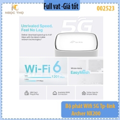 Bộ phát Wi-Fi 5G TP-Link Archer NX200 – Router 5G AX1800 Wi-Fi 6, Gigabit, Băng tần kép – Hàng chính hãng – Full VAT