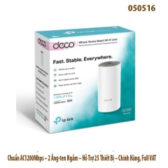 Bộ Phát Wi-Fi Mesh TP-Link Deco E4 (1-Pack) – Chuẩn AC1200Mbps – 2 Ăng-ten Ngầm – Hỗ Trợ 25 Thiết Bị – Chính Hãng