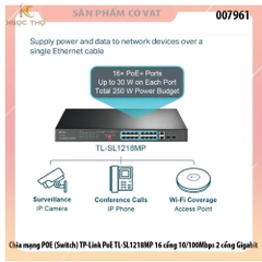 Chia mạng POE TP-Link TL-SL1218MP 16 cổng 10/100Mbps (Switch) | Switch POE TL-SL1218MP chính hãng giá rẻ
