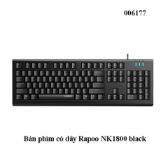 Bàn phím có dây Rapoo NK1800 (Đen) – Khắc laser chống phai – Hàng chính hãng – Full VAT