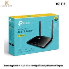 Bộ phát Router Wi-Fi 4G LTE TP-Link TL-MR6400 – Tốc độ 300Mbps – 4 cổng LAN – Chính hãng Full VAT – Bảo hành 24 tháng