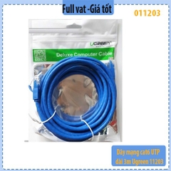 Dây mạng cat6 UTP, màu xanh dương, dài 3m Ugreen 11203 - chính hãng - full vat