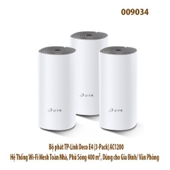 Bộ phát TP‑Link Deco E4 (3‑Pack) AC1200 – Hệ Thống Wi‑Fi Mesh Toàn Nhà, Phủ Sóng 400 m², Dùng cho Gia Đình/ Văn Phòng