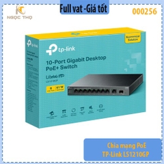 Chia mạng PoE TP-Link LS1210GP - Switch PoE TP-Link LS1210GP – 8 cổng PoE+ | Uplink RJ45 + SFP | Full Gigabit 20Gbps