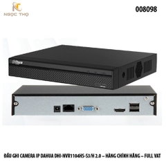 Đầu ghi hình IP Dahua DHI-NVR1104HS-S3/H 2.0 – 4 kênh – Không PoE – Hàng chính hãng – Full VAT