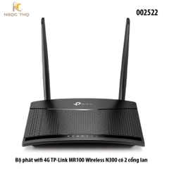 Bộ Phát WiFi 4G LTE TP-Link TL-MR100 – Router WiFi 300Mbps – Khe Cắm SIM 3G/4G – 2 Ăng-ten Ngoài – Hỗ Trợ 32 Thiết Bị