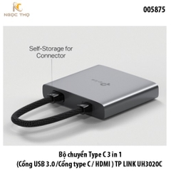 Bộ chuyển Type C 3 in 1 (Cổng USB 3.0 /Cổng type C / HDMI ) TP-LINK UH3020C  Hỗ trợ 4K@60Hz – Cắm là chạy