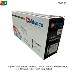 Hộp mực Mitsuco CF226A / CRG-052 – Chính hiệu – Dùng cho HP M402/M426 & Canon LBP 214dw – Có lỗ đổ mực - Full VAT