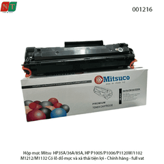 Hộp Mực Mitsuco 35A – Tương Thích HP CB435A/CB436A/CE285A/325 – Dùng Cho HP P1005/P1006/P1102/M1212/M1132 – Có Lỗ Đổ Mực