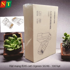 Hạt mạng RJ45 Cat5e UGREEN 50246 – chân đồng mạ vàng 24K, nhựa trong dẻo – Túi 100 cái – Chính hãng – Full Vat