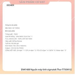Nguồn máy tính xigmatek EN41488  Thor T750M V2 (750W, Modular, 80Plus Bronze) dây cắm rời - Chính hãng