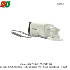 Camera HIKVISION DS-2CE17D0T-LTS 2MP – Có màu – Mic & loa – Hồng ngoại 40m – Chính hãng – Full VAT