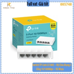 Switch TP-Link LS1005 – Bộ chia mạng 5 cổng 10/100Mbps - Vỏ nhựa | Plug & Play | Nhỏ gọn | Hàng chính hãng | BH 24 tháng