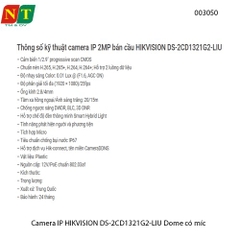 Camera IP HIKVISION DS-2CD1321G2-LIU – 2MP Full HD – Dome trong nhà – có mic – hồng ngoại 20m – Smart Light – chính hãng