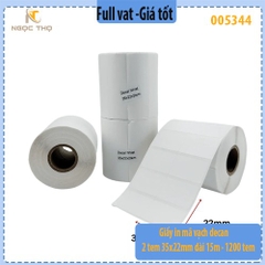 Giấy in mã vạch decan 2 tem 35x22mm dài 15m - 1200 tem (Tem siêu thị, decal nhiệt)