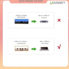 Cáp USB 2.0 to USB Mini 1,5m mạ vàng Chính hãng Ugreen 10385