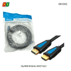 Dây HDMI 4K Dài 8m JASOZ T-A221 – Chính Hãng, Full VAT | Hình Ảnh Sắc Nét 4K@60Hz, Truyền Dẫn Ổn Định
