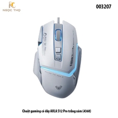 Chuột Gaming Có Dây AULA S12 Pro Trắng Xám (4368) – LED RGB – DPI 12800 – Chính Hãng – Full VAT