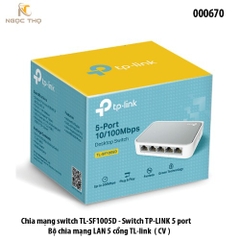 Switch TP-Link TL-SF1005D – Bộ Chia Mạng 5 Cổng 10/100Mbps – Vỏ Nhựa Nhỏ Gọn – Tiết Kiệm Điện – Hàng Chính Hãng