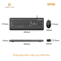 Bộ bàn phím chuột có dây Lecoo CM104 Đen – Đơn giản, bền bỉ, giá siêu tốt, full VAT