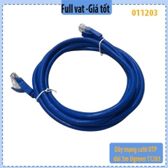 Dây mạng cat6 UTP, màu xanh dương, dài 3m Ugreen 11203 - chính hãng - full vat