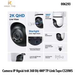 Camera IP Ngoài Trời 360° 4MP TP-Link Tapo C520WS – Chính hãng – Full VAT