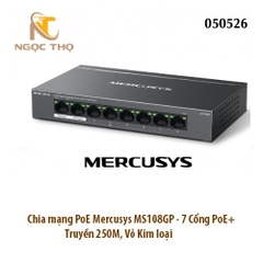 Switch PoE Mercusys MS108GP – Chia mạng Poe 7 cổng PoE+ | 1 cổng uplink | Gigabit | Truyền 250m (Extend) | Vỏ kim loại