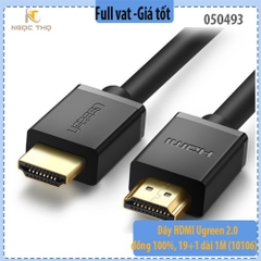 Dây HDMI Ugreen 2.0 Đồng 100%, 19+1 Dài 1M (10106) – Chính Hãng, Hỗ Trợ 4K, Chất Lượng Đỉnh Cao